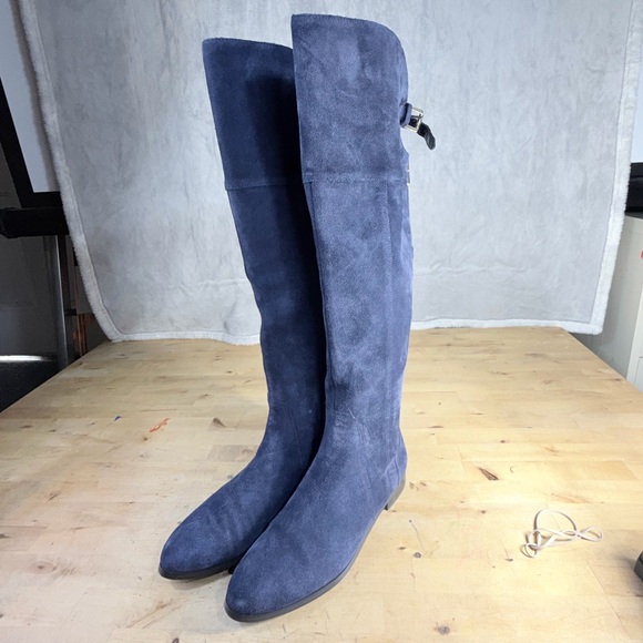 Blue Suede Over the Knee Boots Women’s 6.5 Charles by Charles David - Picture 1 of 16